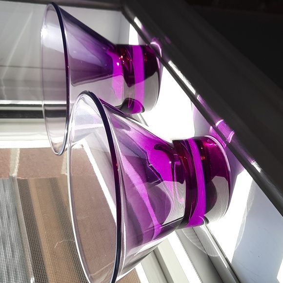 VTG/MCM/Retro Set of 2 Purple Drinking Glasses/Ice Cream Dishes/Condiment Bowls - Picture 1 of 6